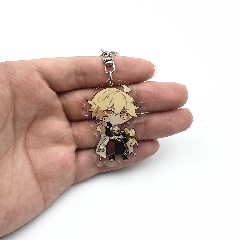 Genshin Impact Raiden Shogun Tartaglia Xiao Keqing Hu Tao Key Chains Two-sided Keychain Cosplay Acrylic Pendant Keyring Prop | Украшения и