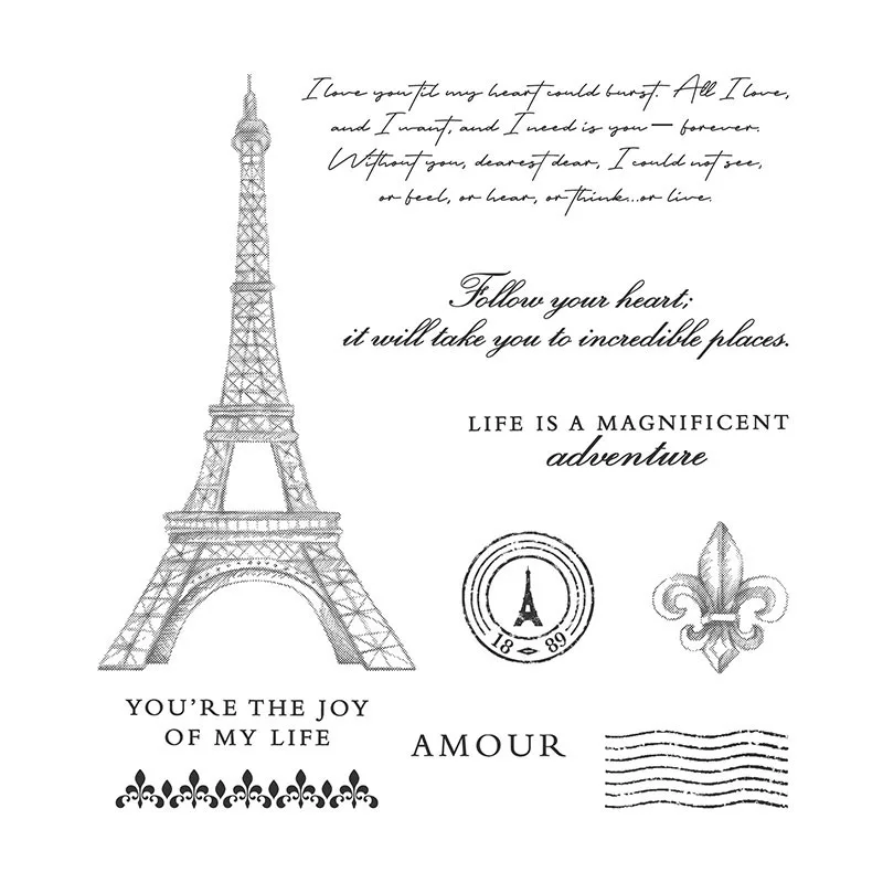 Парижская красота штамп и координационные штампы романтическая Эйфелева башня