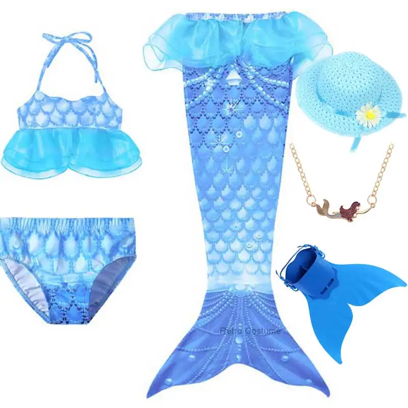 

Children Girls Party Cosplay Beach Pool Swimwear Mermaid Tails For Swimming Dress With 2 Pieces Swimsuit Anime Cosplay