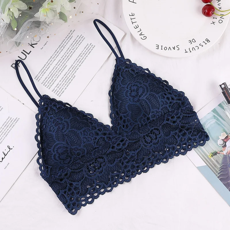Liva Girl Deep V Bra Female Lace Tube Top Underwear Sexy Lace Summer Bras Top With Chest Pad