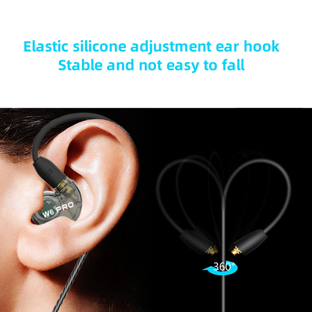 Новые спортивные проводные наушники FDBRO с тяжелыми басами музыкальные W6PRO