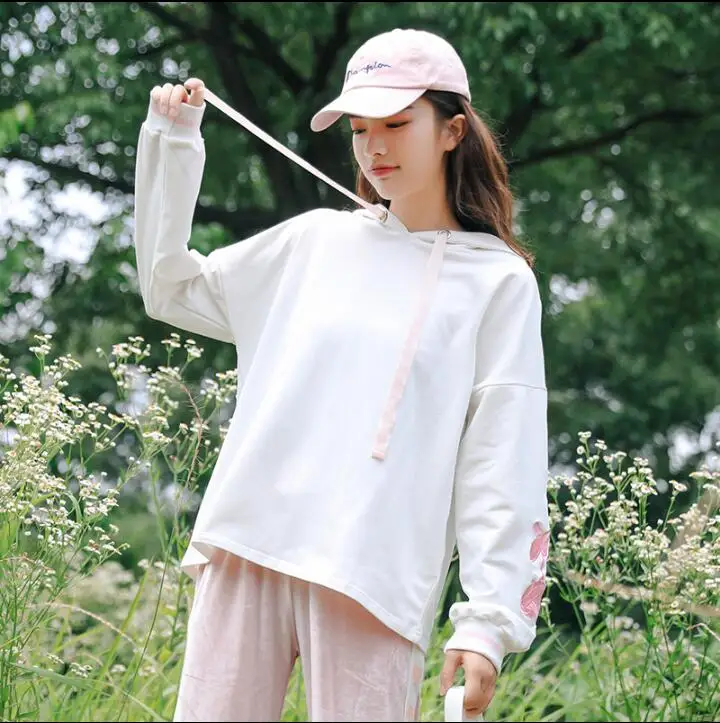 Женский винтажный милый свитшот с розой свободный свитер женский корейский