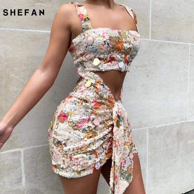 Вечернее вечерние платье Shefan с блестками женское сексуальное модное запахом и