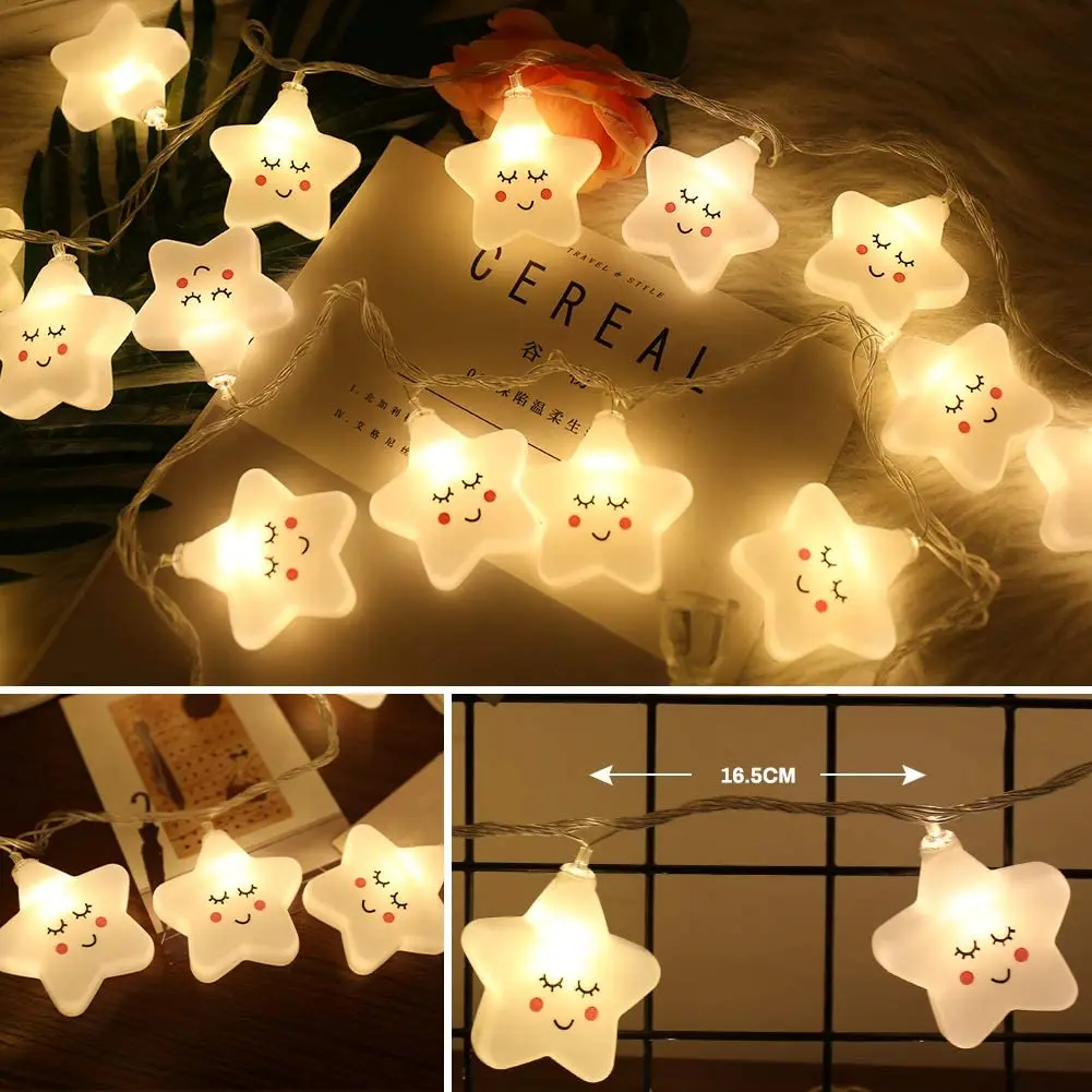 

Star Fairy Lights, Warm White String Lights Battery Powered Decorative Lighting 20 LED Twinkle Stars Lights Teepee Lights