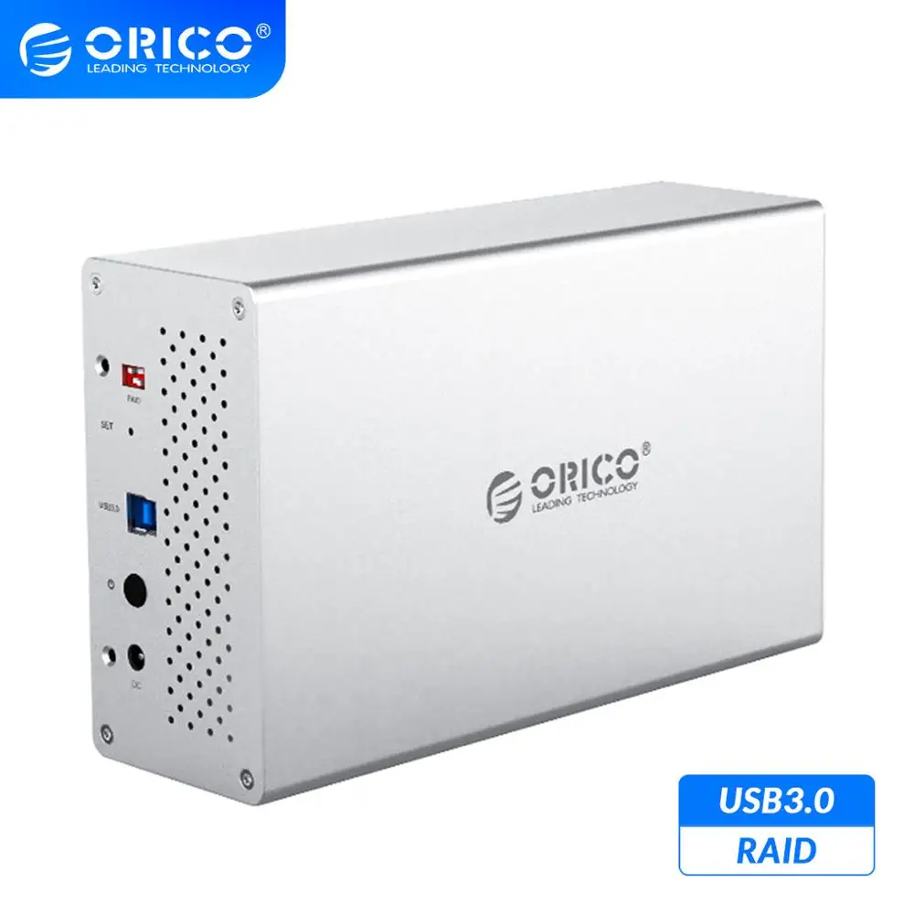 ORICO WS Series 3.5'' 2 Bay USB3.0 HDD Docking Station With Raid Support 20TB Aluminum 5Gbps HDD Enclosure 12V Power HDD Case