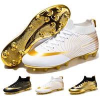 golden indoor men boys soccer shoes turf tf football boots high ankle kids cleats chaussure training sport sneakers