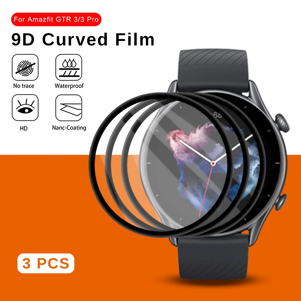 

3PCS 9D Curved Protective Film For Amazfit GTR3 GTR 3 Pro 3Pro HD Soft Fiber Glass Screen Protectors Film Cover Huami GTR-3 Pro