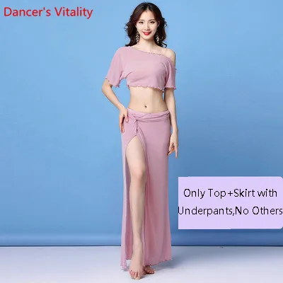 Top Skirt as Photo Женская одежда для танца живота, новая пряжа, Сексуальные Восточные Индийские танцы, топ, юбка, комплект, летняя одежда для начинающих, одежда для сцены - Цвет: Top Skirt as Photo