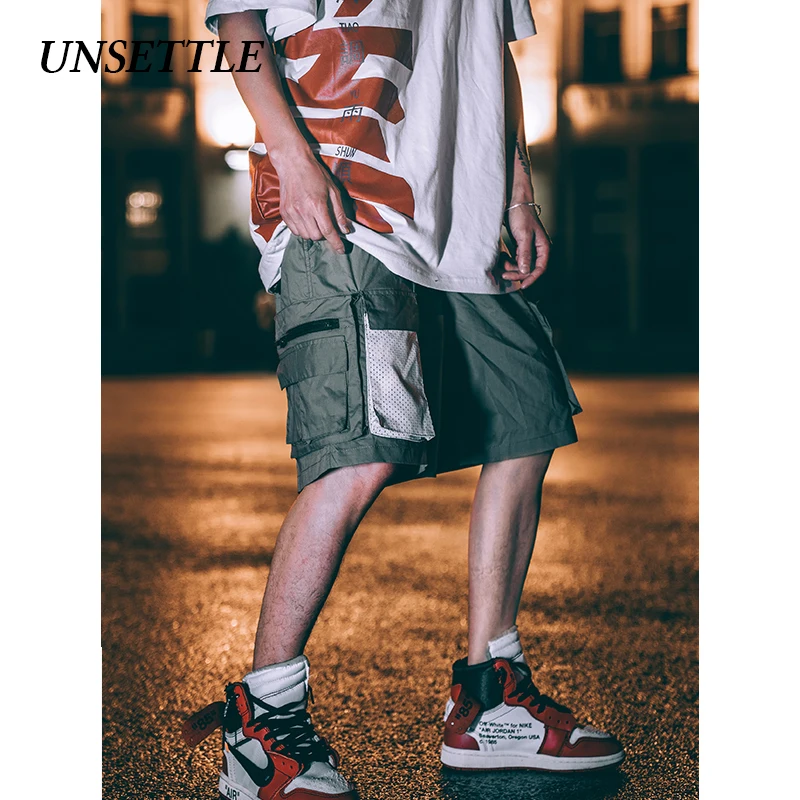 UNSETTLE 2020SS летние мужские хип хоп джоггеры шорты в уличном стиле сетчатые карманы