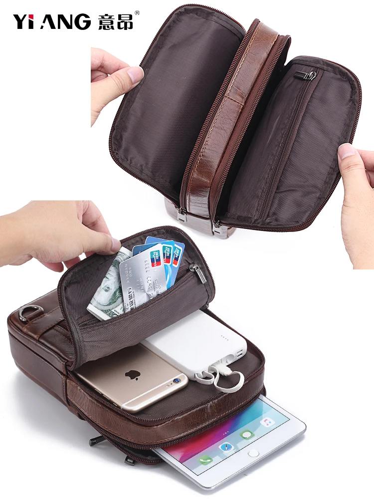 Мужская Наплечная Сумка винтажная сумка мессенджер из натуральной кожи Боковая