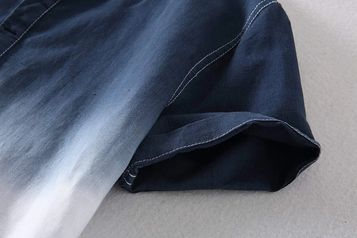

Hot Sale 2020 Summer New European American Fashion Shirt Slim Digital Gradient Print Half Cardigan Cotton Short Sleeve Shirt Men