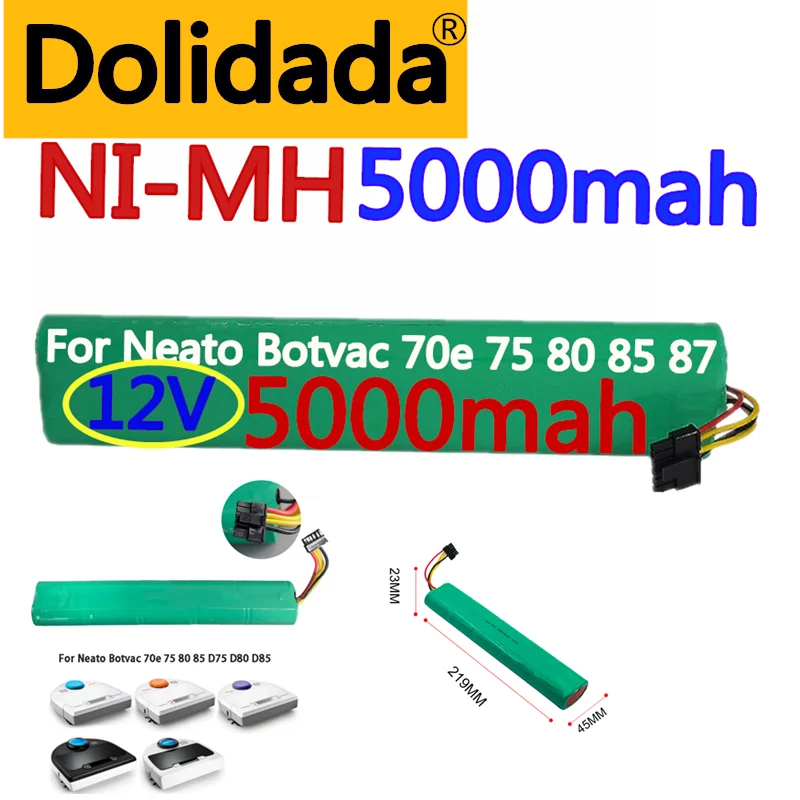 

2020 new12V металл-гидридных или никель 5000 мА/ч, пылесос робот Батарея Замена Перезаряжаемые Батарея для Neato Botvac 70e 75 D75 обхват груди-80, 85, D85 D80