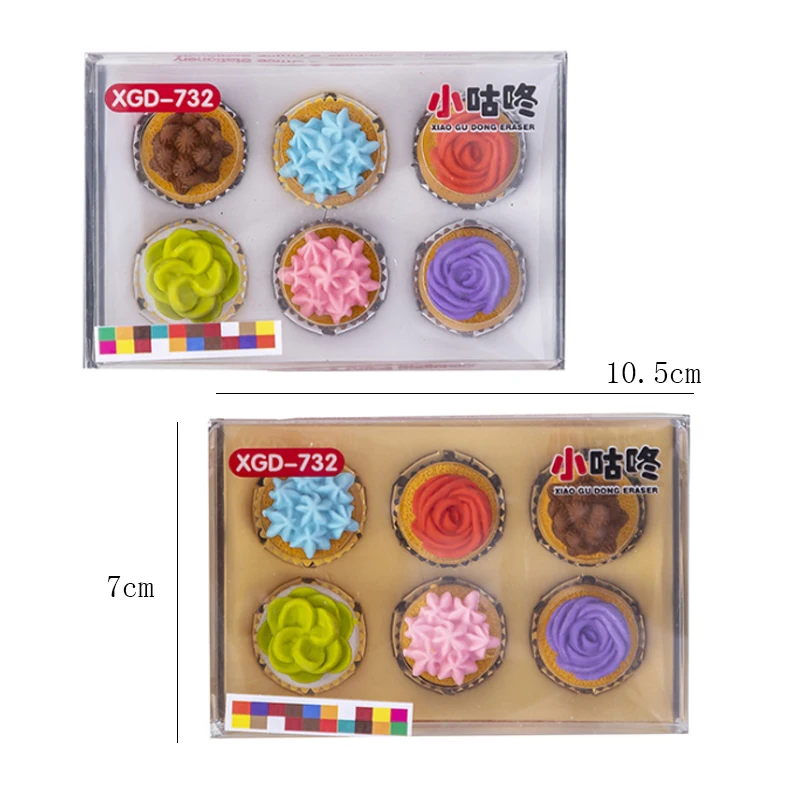 

6pcs/lot Flower Cake Eraser Students Stationery For Children Kids Gift For Office School