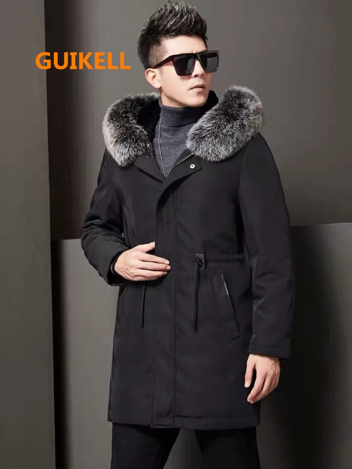 Мужская зимняя одежда из горной кожи зимние куртки толстая парка с капюшоном и