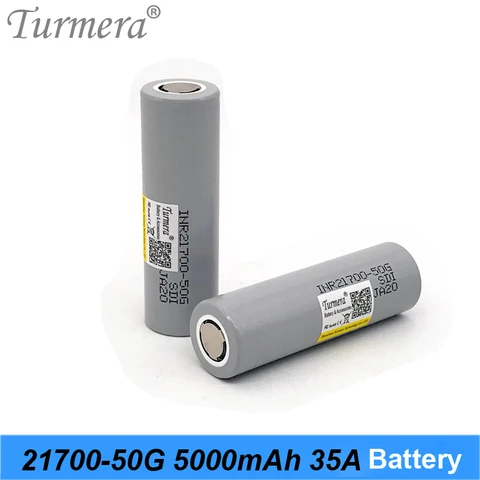 Аккумулятор Turmera 21700, 5000 мАч, фонарик с разрядным током 35 А, 36 В, 48 В
