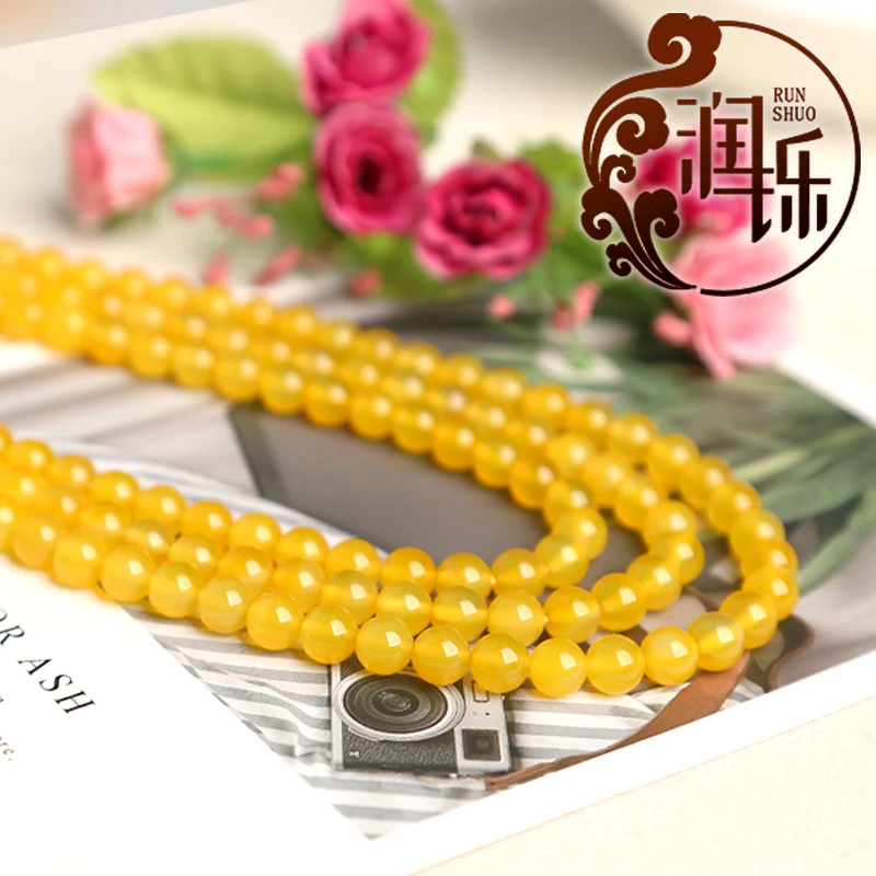 Круглые бусины из натурального желтого агата и оникса 15 дюймов 4/6/8/10/12/14 мм |