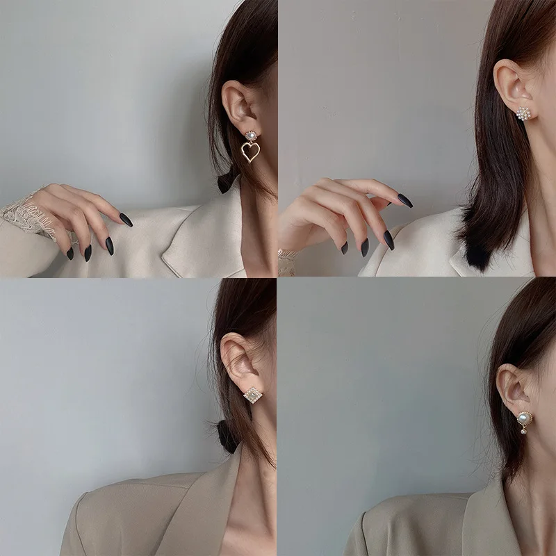 

2021 Trend S925 Silvers Heart Shape Pearl Dangle Earrings Fashion Temperament Boho Jewellery for Women Earrings Exquisite