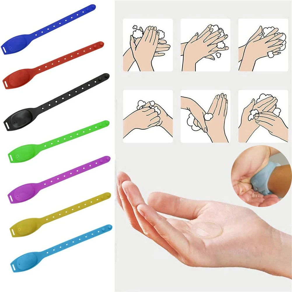 

Hand Sanitizer Wristband Bracelet Wash Hand Dispenser Portable Silicone Pumps Dropshipping for Outdoor(Black)
