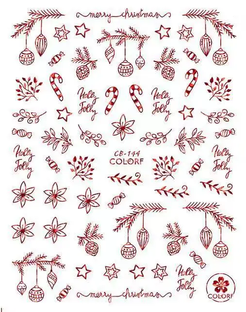 HANYI серия Рождество снег серия hanyi-247-252 стикеры 3D на ногти nail Art Наклейка шаблон diy Инструменты для ногтей украшения - Цвет: CB-144 RED