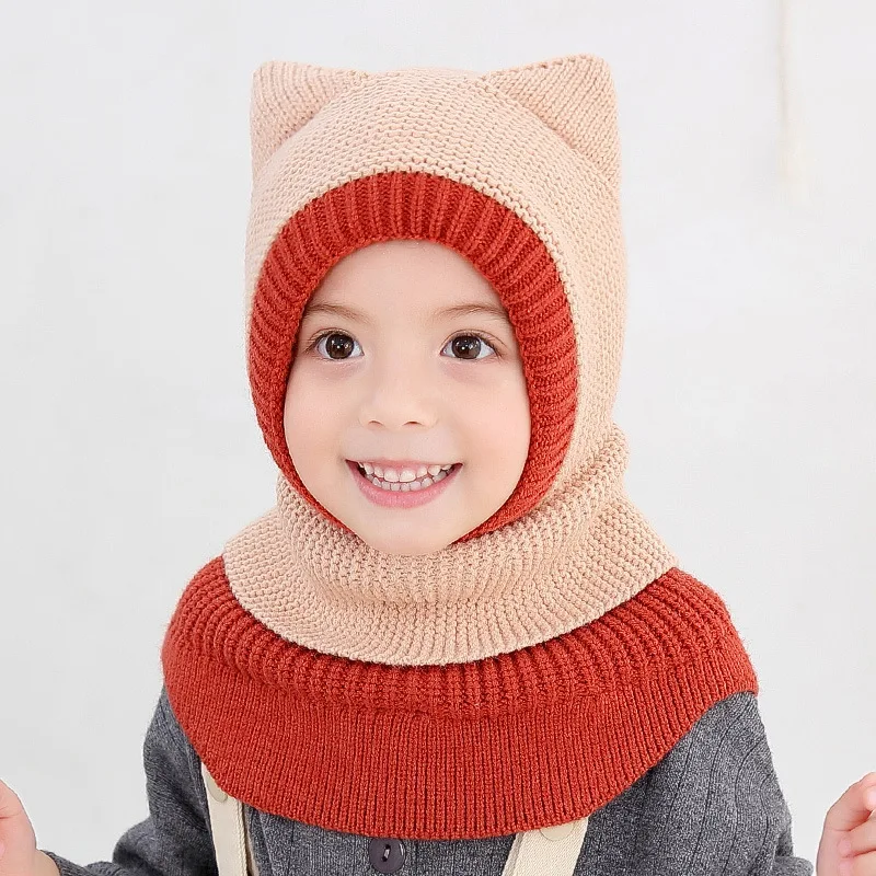 Новинка осенне зимний вязаный комплект детской шапки для мальчиков и девочек