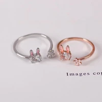 2021 new pink jewelry cute rabbit animal ring opening adjustable fashion jewelry ladies ring metal ring gift