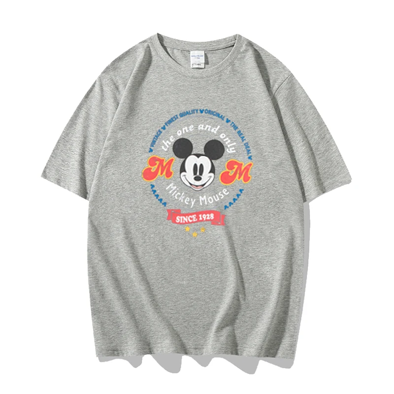 

Disney Summer Korean version of the original age reduction loose base shirt circle Mickey printed cotton short-sleeved T-shirt