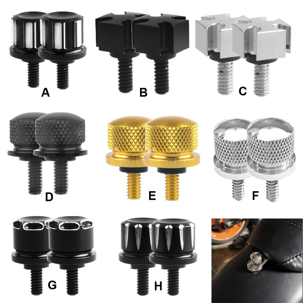 

1/4" 2pcs Motorcycle Accessories Seat Bolt Tab Screw Mount Knob Cover for Harley