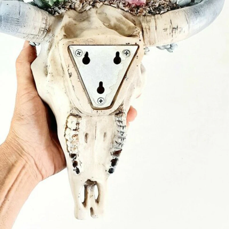 

Succulent/Flower Cow Skull Wall Decor Nursery Decor Resin Ornament with Hanging Hole