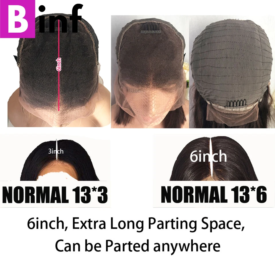 BINF 13x6 глубокая часть волна воды человеческие волосы парики предварительно