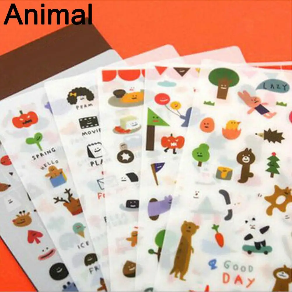 

6 Sheets Cartoon Lovely Rabbit Cat Flower Scrapbooking Diary Decor Phone Sticker PET Material Decoration Removable DIY Gift