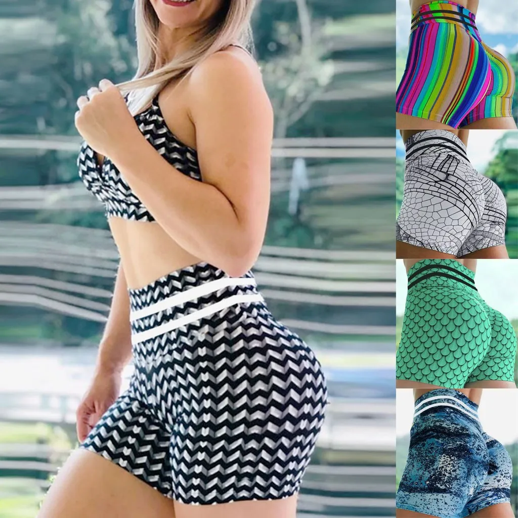 Лидер продаж женские повседневные шорты для йоги фитнеса с высокой талией и