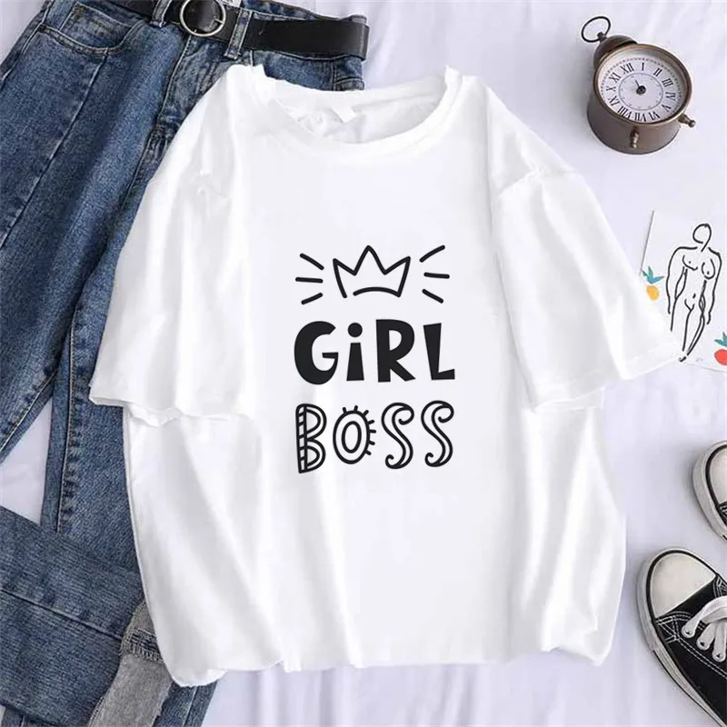 

Women Boss Girl Graphic Harajuk Print T-shirt Tops 2020 Summer Fashion Short Sleeved T-shirt Girl,Drop Ship