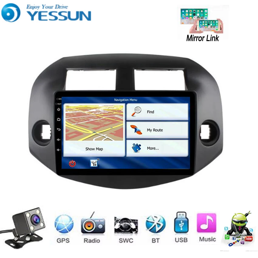 Автомобильный мультимедийный плеер YESSUN на Android для Toyota RAV4 2007 ~ 2012 GPS-навигация