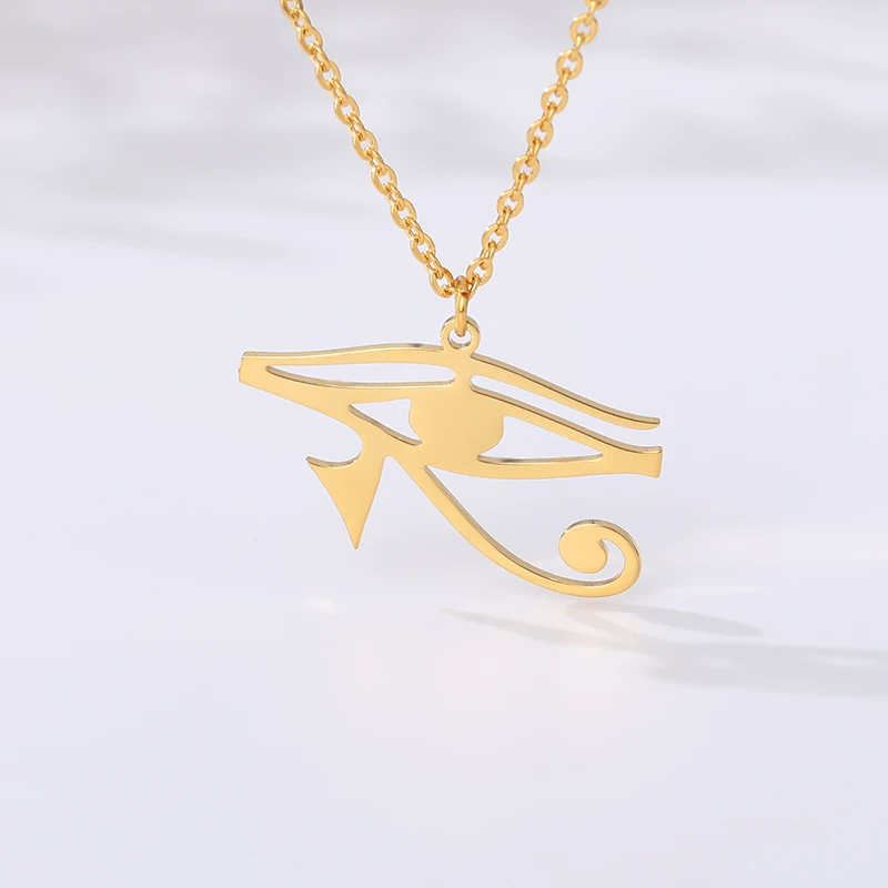 

Vintage Fashion Egyptian Evil Eye Of Horus Hip Hop Choker Necklace Pendant Stainless Steel Gold Color For Women Boho Jewelry