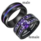 Набор колец из черного золота с фиолетовым камнем на День святого Валентина, кольцо с квадратным цирконием, обручальное кольцо Три в одном с цирконом, ювелирные изделия для помолвки, подарок 2020