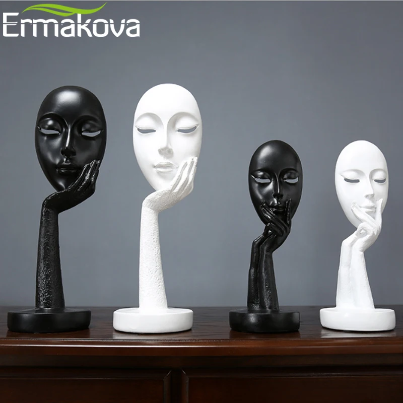 Ермакова нордический абстрактный мыслитель мышление Леди Маска Статуэтка смола статуя офис, ТВ-кабинет украшение дома ремесла
