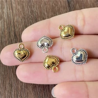 1112mm glossy heart earrings bracelet necklace small pendant tibetan silver and gold jewelry amulet making alloy accessories