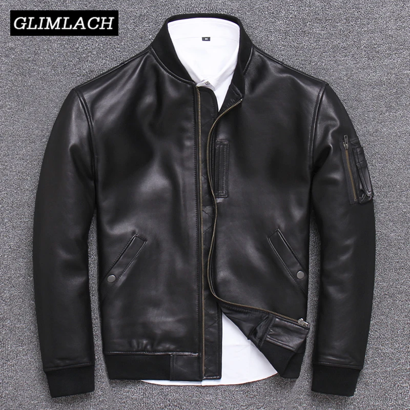 Мужская летная куртка Авиатор из овчины в японском стиле|Мужские кожаные куртки|