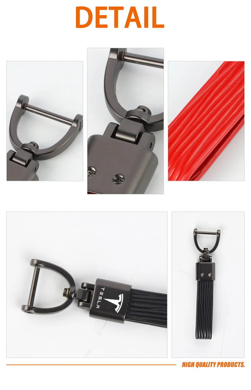 

Metal Leather Car anti-lost Keychain Custom Simple Business Gift Keyring For Tesla model Y S X model 3 Key chain Accessories