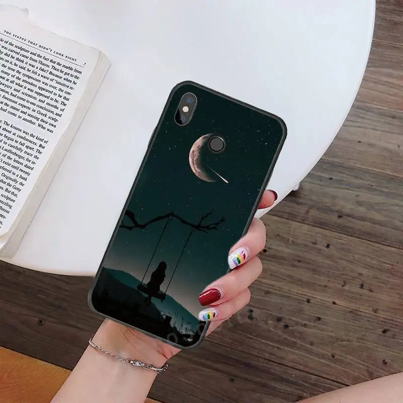 

white moon stars space starry sky Phone Case For Xiaomi Redmi note 7 8 9 t max3 s 10 pro lite Luxury brand shell funda coque