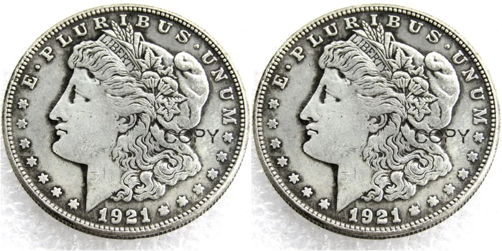 

US Coins 1921/1921 Two Faces UNC/Old Color Morgan Dollar copy Coins Silver Plated
