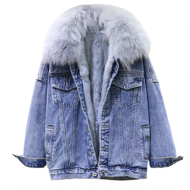 Новая зимняя куртка женская Свободная из натурального Лисьего меха корейское