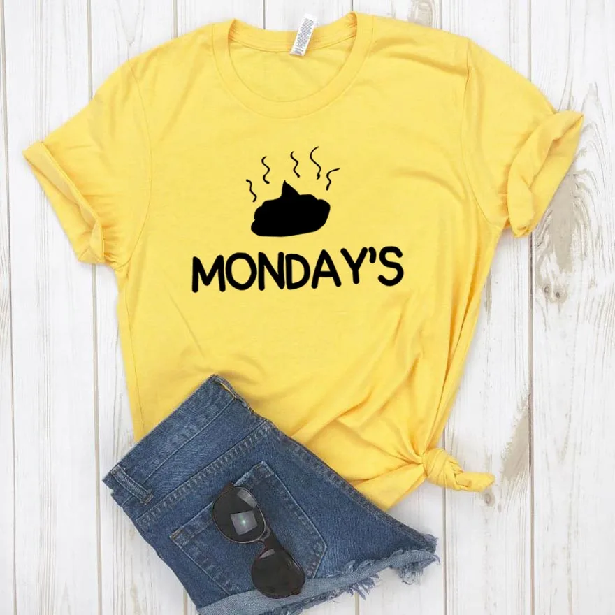 

Women T Shirt Poop On Monday's Print Tshirt Women Short Sleeve O Neck Loose T-shirt Ladies Summer Causal Tee Shirt Clothes Tops