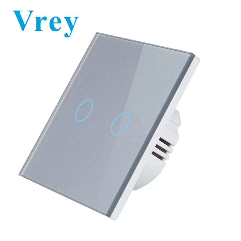 VR-TS-02 Gray Vrey ЕС стандартный сенсорный выключатель, прерыватель сенсорный выключатель, 1 банда 1 способ, AC110-220V выключатель света, настенный сенсорный выключатель - Цвет: VR-TS-02 Gray