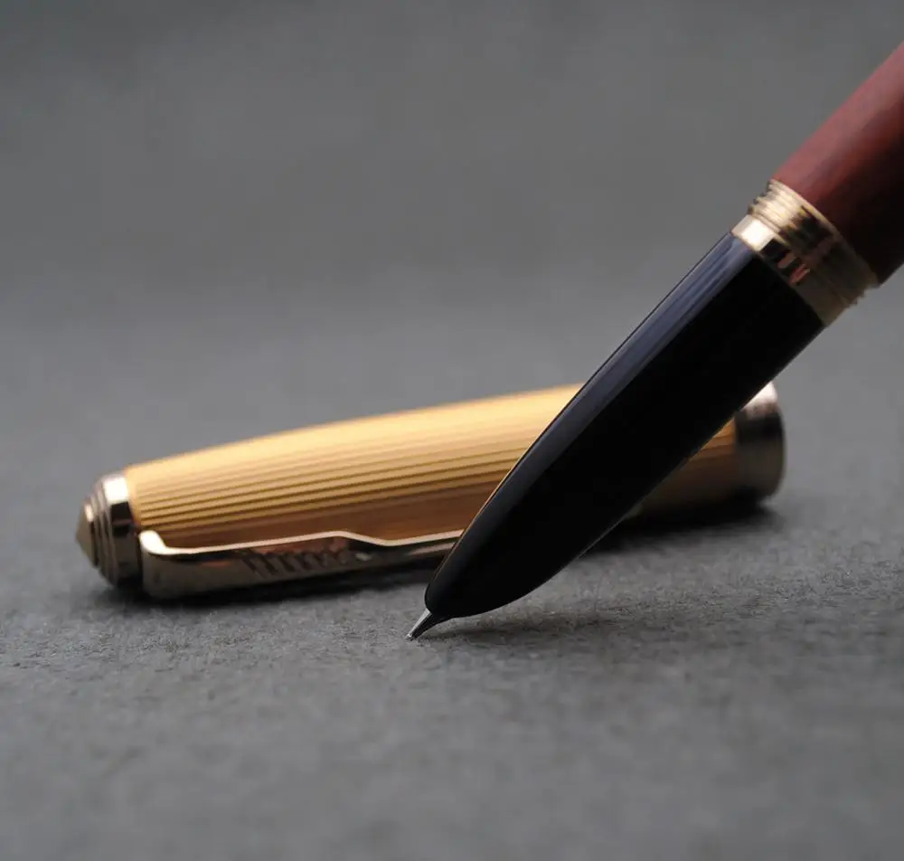 Jinhao 85 металлическая/деревянная перьевая ручка с золотым колпачком