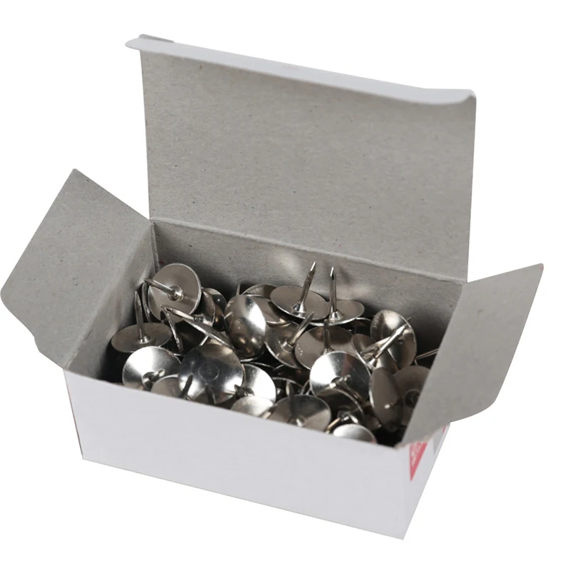 

100pcs/box Metal Thumbtack Fixed Thumb Tack on Bulletin Board Message Paper Document Pin Office Binding Supplies