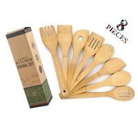 8 pcs organic bamboo cooking utensils set wooden spoons spatula for cooking nonstick kitchen utensil set kitchen accessories