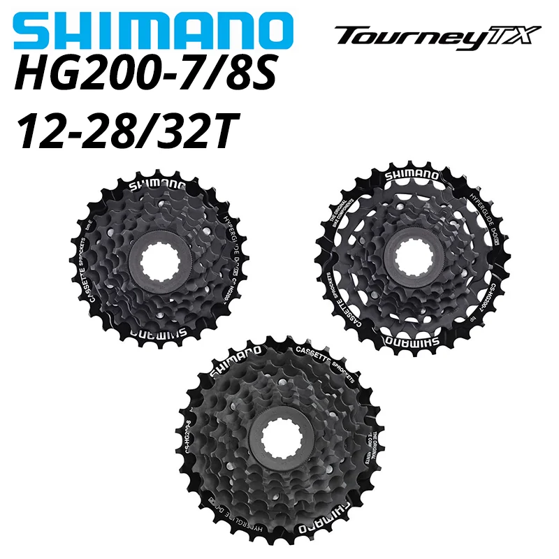 Горных велосипедов Shimano турнир TX HG200 CS 7 8 скорость Кассета звездочки CS-HG200 фотоаппаратов моментальной печати 7s 8 S 8v 7v 12-28T 12-32T горный велосипед MTB цепи 32T 28T - изображение