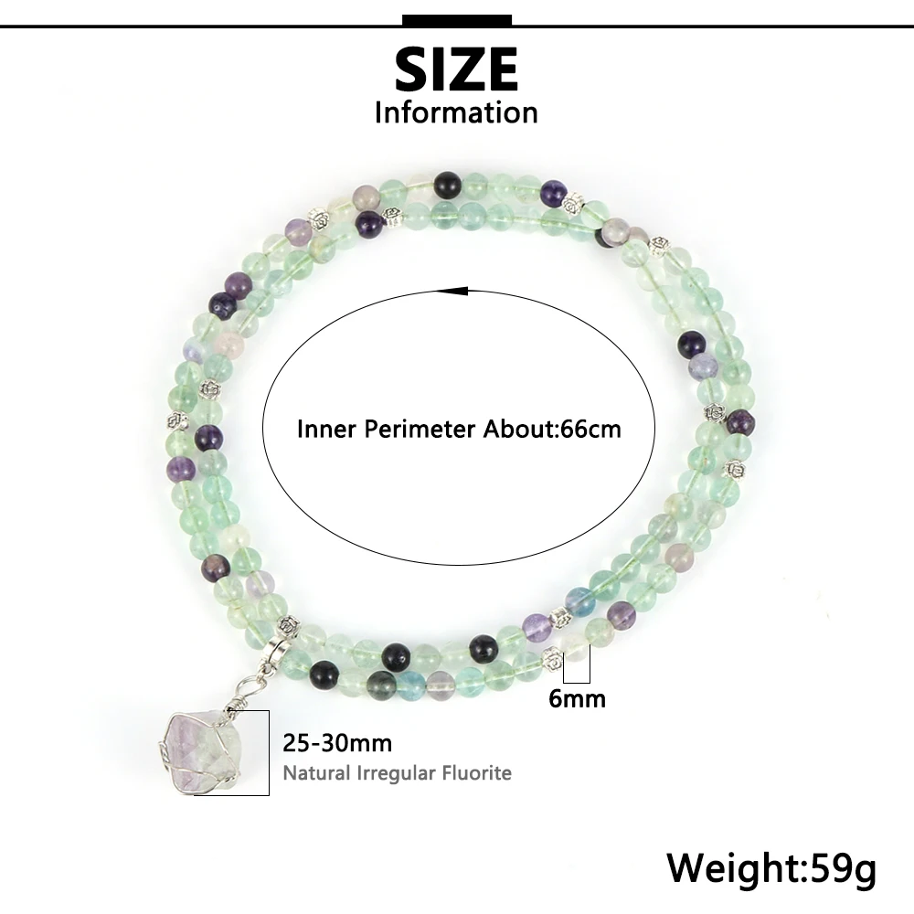 Женское ожерелье с подвеской из натурального камня 6 мм 108 кристаллами|Ожерелья