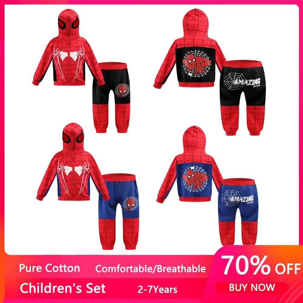 2 шт./компл. Детский Повседневный Спортивный костюм с человеком-пауком детская
